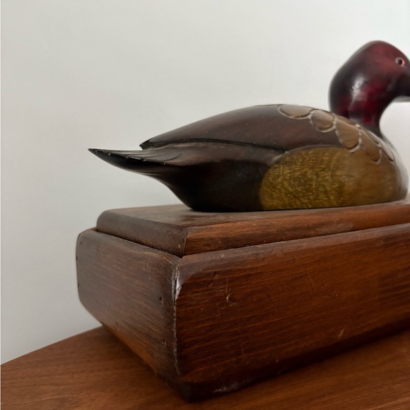 Ron Fisher Wooden Duck Figurine Storage Box Made in USA Storage Box Jewelry Box - Picture 13 of 15